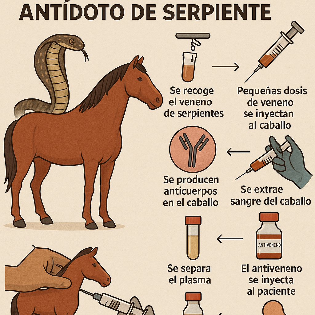 El caballo y el antídoto contra la mordedura de serpiente